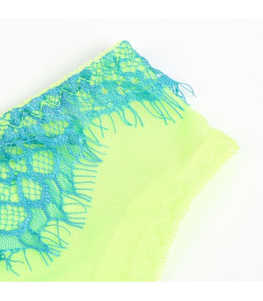 SUBBLIME 955328 SET SUJETADOR CON ENCAJE Y LIGUEROS VERDE Y AZUL L XL