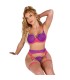 SUBBLIME 955366 SET SUJETADOR CON ENCAJE Y LIGUEROS ROSA Y MORADO L XL