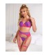 SUBBLIME 955366 SET SUJETADOR CON ENCAJE Y LIGUEROS ROSA Y MORADO L XL
