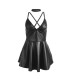 SUBBLIME 955373 VESTIDO CON TIRANTES DE CUERO NEGRO S M