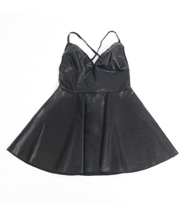 SUBBLIME 955373 VESTIDO CON TIRANTES DE CUERO NEGRO S M