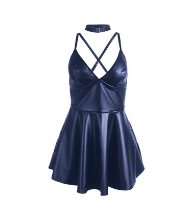 SUBBLIME 955410 VESTIDO CON TIRANTES DE CUERO AZUL S M