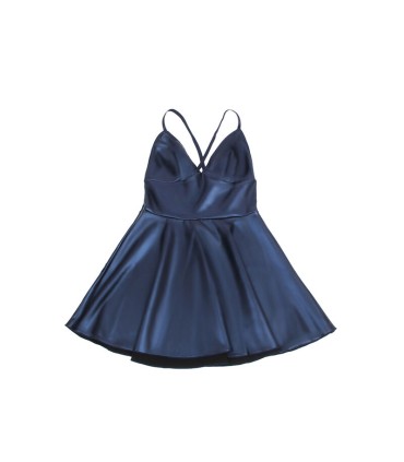 SUBBLIME 955410 VESTIDO CON TIRANTES DE CUERO AZUL S M