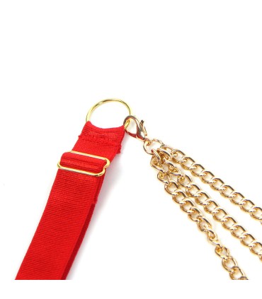 SUBBLIME 955519 CONJUNTO SUJETADOR CON CADENAS Y CORAZON DE MALLA ROJO S M