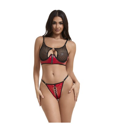 SUBBLIME 955533 CONJUNTO SUJETADOR CON CREMALLERA DE MALLA DE CHAROL ROJO S M