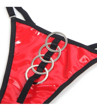 SUBBLIME 955533 CONJUNTO SUJETADOR CON CREMALLERA DE MALLA DE CHAROL ROJO S M