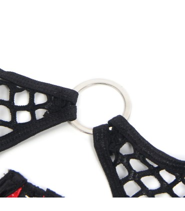 SUBBLIME 955540 CONJUNTO SUJETADOR CON CREMALLERA DE MALLA DE CHAROL ROJO L XL