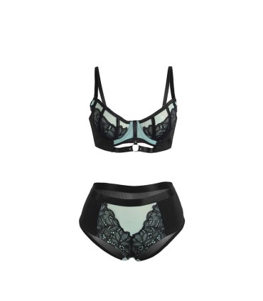 SUBBLIME 955557 CONJUNTO SUJETADOR CON CREMALLERA DE MALLA DE CHAROL VERDE S M