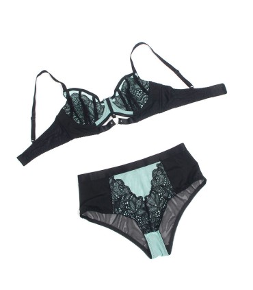 SUBBLIME 955564 CONJUNTO SUJETADOR CON CREMALLERA DE MALLA DE CHAROL VERDE L XL