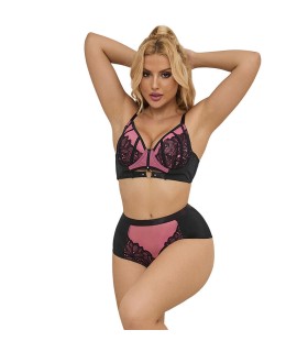SUBBLIME 955571 CONJUNTO SUJETADOR CON CREMALLERA DE MALLA DE CHAROL ROSA S M