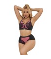 SUBBLIME - 955588 CONJUNTO SUJETADOR CON CREMALLERA DE MALLA DE CHAROL ROSA L/XL