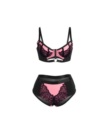 SUBBLIME 955588 CONJUNTO SUJETADOR CON CREMALLERA DE MALLA DE CHAROL ROSA L XL