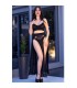 CHILIROSE CR 4672 TOP NEGRO FALDA Y TANGA CON CADENAS DORADAS M