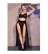 CHILIROSE CR 4672 TOP NEGRO FALDA Y TANGA CON CADENAS DORADAS M