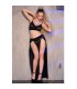 CHILIROSE CR 4672 TOP NEGRO FALDA Y TANGA CON CADENAS DORADAS M