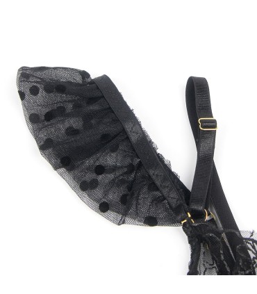 SUBBLIME 957483 CONJUNTO SUJETADOR Y LIGA DE ENCAJE NEGRO S M