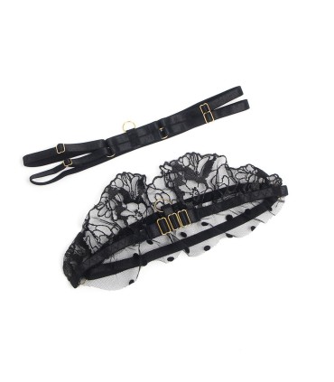 SUBBLIME 957483 CONJUNTO SUJETADOR Y LIGA DE ENCAJE NEGRO S M