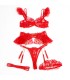 SUBBLIME 957506 CONJUNTO SUJETADOR Y LIGA DE ENCAJE ROJO S M