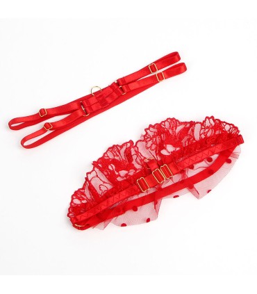 SUBBLIME 957513 CONJUNTO SUJETADOR Y LIGA DE ENCAJE ROJO L XL