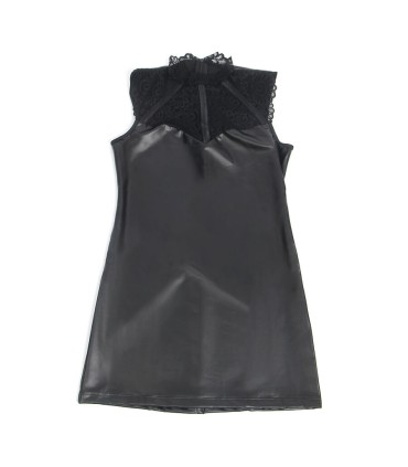 SUBBLIME 957544 VESTIDO DE CUERO CON CUELLO DE ENCAJE NEGRO S M