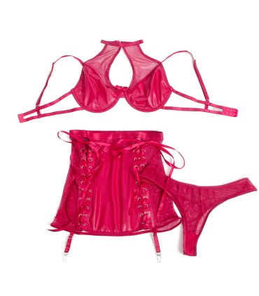 SUBBLIME 957605 CONJUNTO SUJETADOR Y FALDA DE CUERO ROJO S M