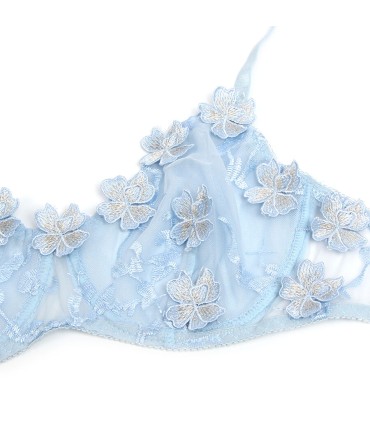 SUBBLIME 957629 CONJUNTO SUJETADOR Y PANTIES CON BORDADOS DE FLORES CELESTE S M