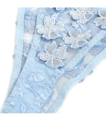 SUBBLIME 957629 CONJUNTO SUJETADOR Y PANTIES CON BORDADOS DE FLORES CELESTE S M