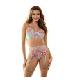 SUBBLIME - 957643 CONJUNTO SUJETADOR Y LIGUERO CON BORDADOS DE FLORES ROSAS S/M