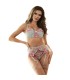 SUBBLIME 957650 CONJUNTO SUJETADOR Y LIGUERO CON BORDADOS DE FLORES ROSAS L XL