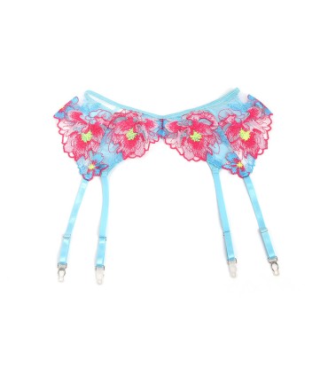 SUBBLIME 957650 CONJUNTO SUJETADOR Y LIGUERO CON BORDADOS DE FLORES ROSAS L XL