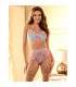 SUBBLIME 957650 CONJUNTO SUJETADOR Y LIGUERO CON BORDADOS DE FLORES ROSAS L XL