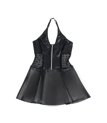 SUBBLIME 957704 VESTIDO DE CUERO CON CREMALLERA Y ENCAJE NEGRO S M