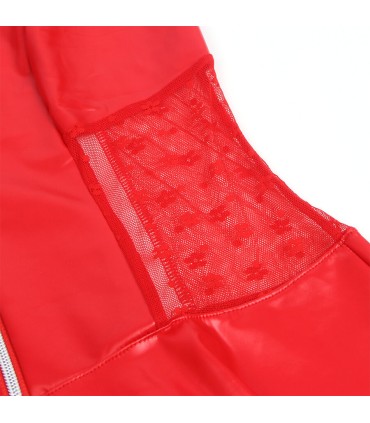 SUBBLIME 957735 VESTIDO DE CUERO CON CREMALLERA Y ENCAJE ROJO L XL