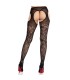 LEG AVENUE MEDIAS DE ENCAJE FLORAL CON LIGAS UNIDAS NEGRO
