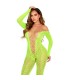 LEG AVENUE BODYSTOCKING SIN ENTREPIERNA DE ENCAJE DE SERPIENTE EXOTICA VERDE NEON