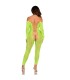 LEG AVENUE BODYSTOCKING SIN ENTREPIERNA DE ENCAJE DE SERPIENTE EXOTICA VERDE NEON