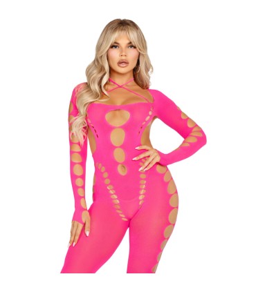LEG AVENUE BODYSTOCKING ROSA CON ESPALDA ABIERTA TALLA UNICA