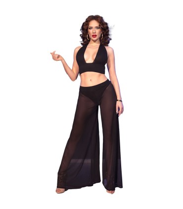 CHILIROSE CR 4857 SET TOP Y PANTALONES NEGRO TALLA M