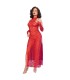 CHILIROSE CR 4853 VESTIDO ROJO DE ENCAJE CON GUANTES S M