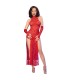CHILIROSE CR 4853 VESTIDO ROJO DE ENCAJE CON GUANTES S M