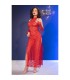 CHILIROSE CR 4853 VESTIDO ROJO DE ENCAJE CON GUANTES L XL