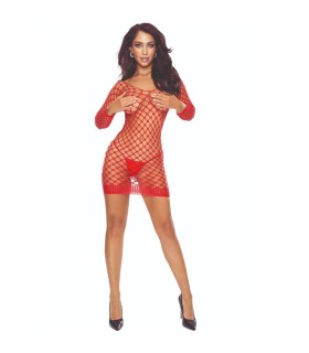 PASSION BS108 BODYSTOCKING REJILLA ROJO