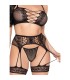LEG AVENUE 89359 SET TOP TANGA LIGUERO NEGRO TALLA UNICA