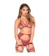 LEG AVENUE 89362 SET TOP TANGA LIGUERO ESPOSAS ROJO TALLA UNICA