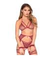 LEG AVENUE - SET TOP + TANGA + LIGUERO + ESP