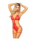 LEG AVENUE 86123 SET BODY BATA DE LIGUERO ROJO TALLA M