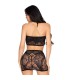 LEG AVENUE 81676 SET TOP MINIFALDA DE ENCAJE NEGRO TALLA UNICA