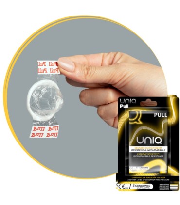 UNIQ PULL PRESERVATIVOS CON TIRAS SIN LATEX 3 UNIDADES