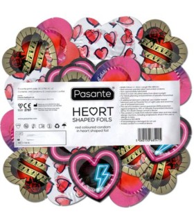 PASANTE PRESERVATIVO ROJO FORMA CORAZON BOLSA 144 UNIDADES