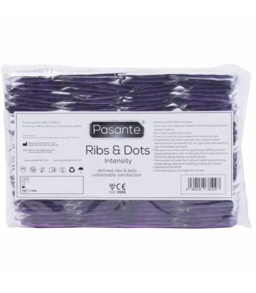 PASANTE RIBS DOTS PRESERVATIVOS INTENSITY 144 UNIDADES